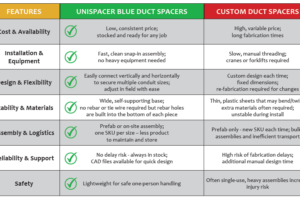 Why are you STILL using expensive custom spacers when it’s clearly time to upgrade to UniSpacer® Blue Duct Spacers?